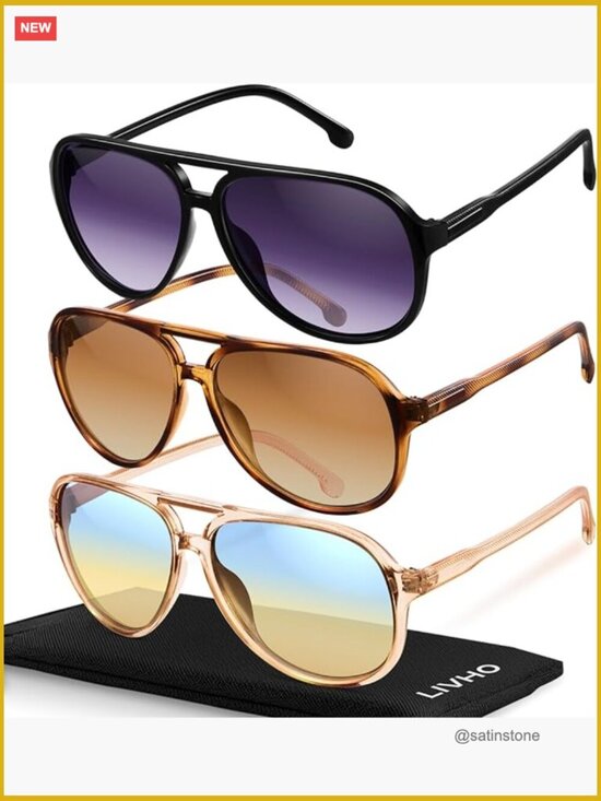 Plastic Frame Polarized Aviator Sunglasses UV Protection Retro Style main image 6